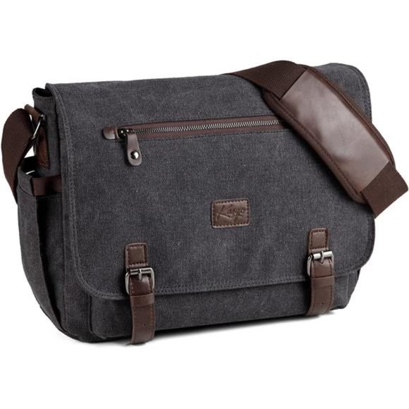 Messenger Bag for Men, 14" 15.6" 17" Water Resistant Canvas Laptop Satchel Bag